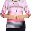 Alfred Dunner Petite Checking In Border Stripe Top with Removable Necklace 1 Alfred Dunner Petite Checking In Border Stripe Top with Removable Necklace -Be Inspired Elegant Store Belk 353