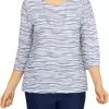 Alfred Dunner Petite Shenandoah Valley Texture Crew Neck 3/4 Sleeve Print Top With Removable Necklace 2 Alfred Dunner Petite Shenandoah Valley Texture Crew Neck 3/4 Sleeve Print Top With Removable Necklace -Be Inspired Elegant Store Belk 369