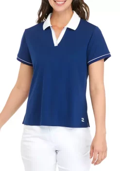 ZELOS Women's Short Sleeve Boxy Sport Polo -Be Inspired Elegant Store Belk 381