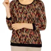 Alfred Dunner Petite Madagascar Texture Crew Neck 3/4 Sleeve Top -Be Inspired Elegant Store Belk 395