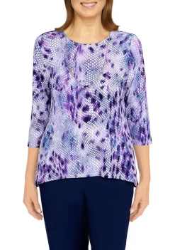 Alfred Dunner Petite Picture Perfect Abstract Reptile Print Top -Be Inspired Elegant Store Belk 407