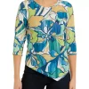 Alfred Dunner Petite Classics Stained Glass Floral Print Knit Top -Be Inspired Elegant Store Belk 434