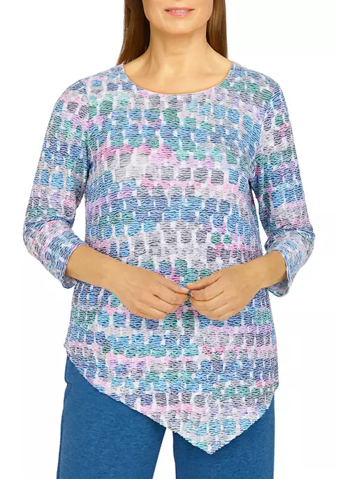 Alfred Dunner Petite Floral Park Crew Neck Asymmetrical Hemline Top 3 Alfred Dunner Petite Floral Park Crew Neck Asymmetrical Hemline Top