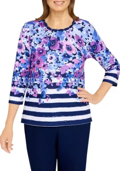 Alfred Dunner Petite Picture Perfect Flowers and Stripes Knit Top 7 Alfred Dunner Petite Picture Perfect Flowers and Stripes Knit Top -Be Inspired Elegant Store Belk 444