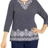 Alfred Dunner Petite Embroidered Top -Be Inspired Elegant Store Belk 449