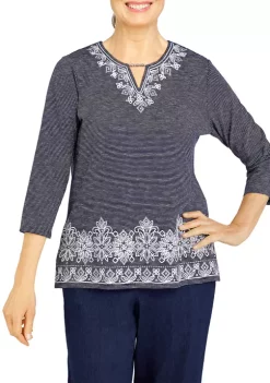 Alfred Dunner Petite Embroidered Top -Be Inspired Elegant Store Belk 451