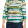Alfred Dunner Petite Classics Watercolor Biadere Knit Top