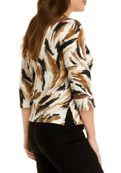 Alfred Dunner Petite Classics Asymmetric Floral Print Sweater -Be Inspired Elegant Store Belk 474