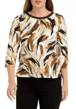 Alfred Dunner Petite Classics Asymmetric Floral Print Sweater -Be Inspired Elegant Store Belk 475
