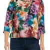 Alfred Dunner Petite Classics Realistic Flowers Knit Top -Be Inspired Elegant Store Belk 486