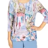 Alfred Dunner Petite Peace Of Mind Scenic 3/4 Sleeve Knit Top -Be Inspired Elegant Store Belk 493