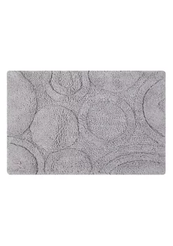 Knightsbridge Orbit Bath Rug Cotton Non Skid Back - 20x30", Silver