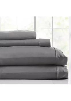 Knightsbridge 600 Thread Count Jacquard Herringbone Sheet - 4 Piece Set - King, Gray