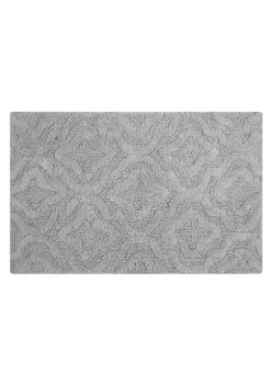 Knightsbridge Link Bath Rug Cotton Non Skid Back - 20x30", Silver