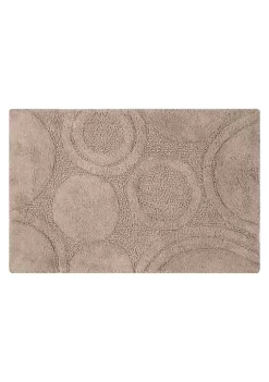 Knightsbridge Orbit Bath Rug Cotton Non Skid Back - 24x40", Stone