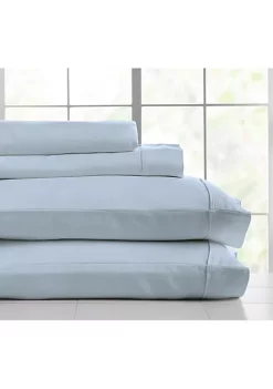 Knightsbridge 600 Thread Count Jacquard Herringbone Sheet - 4 Piece Set - King, Lite Blue