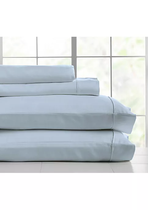 Knightsbridge 600 Thread Count Jacquard Herringbone Sheet - 4 Piece Set - King, Lite Blue 4 Knightsbridge 600 Thread Count Jacquard Herringbone Sheet - 4 Piece Set - King, Lite Blue - Image 2