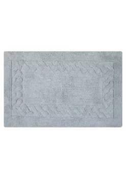 Knightsbridge Chain Bath Rug Cotton Non Skid Back - 24x40", Light Blue
