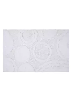 Knightsbridge Orbit Bath Rug Cotton Non Skid Back - 21x34", White