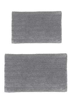 Knightsbridge Linear 220 GSF Reversible Bath Rug Set - 2- Piece - 17x24 and 21x34", Silver -Be Inspired Elegant Store Belk 813