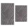 Knightsbridge Diamond 220 GSF Non Skid Back Bath Rug Set - 2- Piece - 17x24 and 21x34", Silver -Be Inspired Elegant Store Belk 814