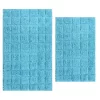 Knightsbridge Summer Tile 220 GSF Non Skid Back Bath Rug Set - 2- Piece - 17x24 and 21x34", Aqua -Be Inspired Elegant Store Belk 816