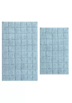 Knightsbridge Summer Tile 220 GSF Non Skid Back Bath Rug Set - 2- Piece - 17x24 and 21x34", Light Blue -Be Inspired Elegant Store Belk 819