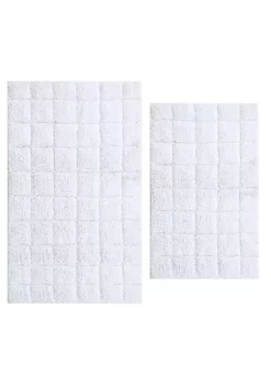 Knightsbridge Summer Tile 220 GSF Non Skid Back Bath Rug Set - 2- Piece - 17x24 and 21x34", White