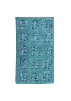 Knightsbridge Square Honeycomb 100% Cotton Reversible Bath Rug 20 X 30 Aqua
